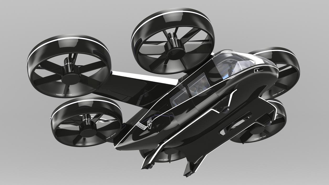 3D Electric Flying Taxi Bell Nexus Lights On Rigged model