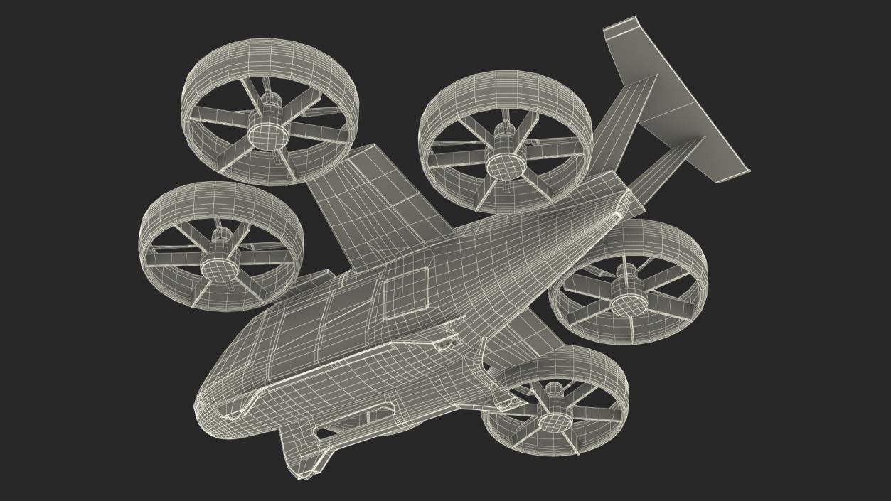 3D Electric Flying Taxi Bell Nexus Lights On Rigged model