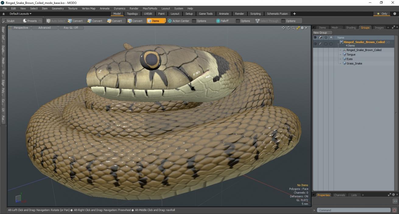 3D model Ringed Snake Brown Coiled for 3D Print 2