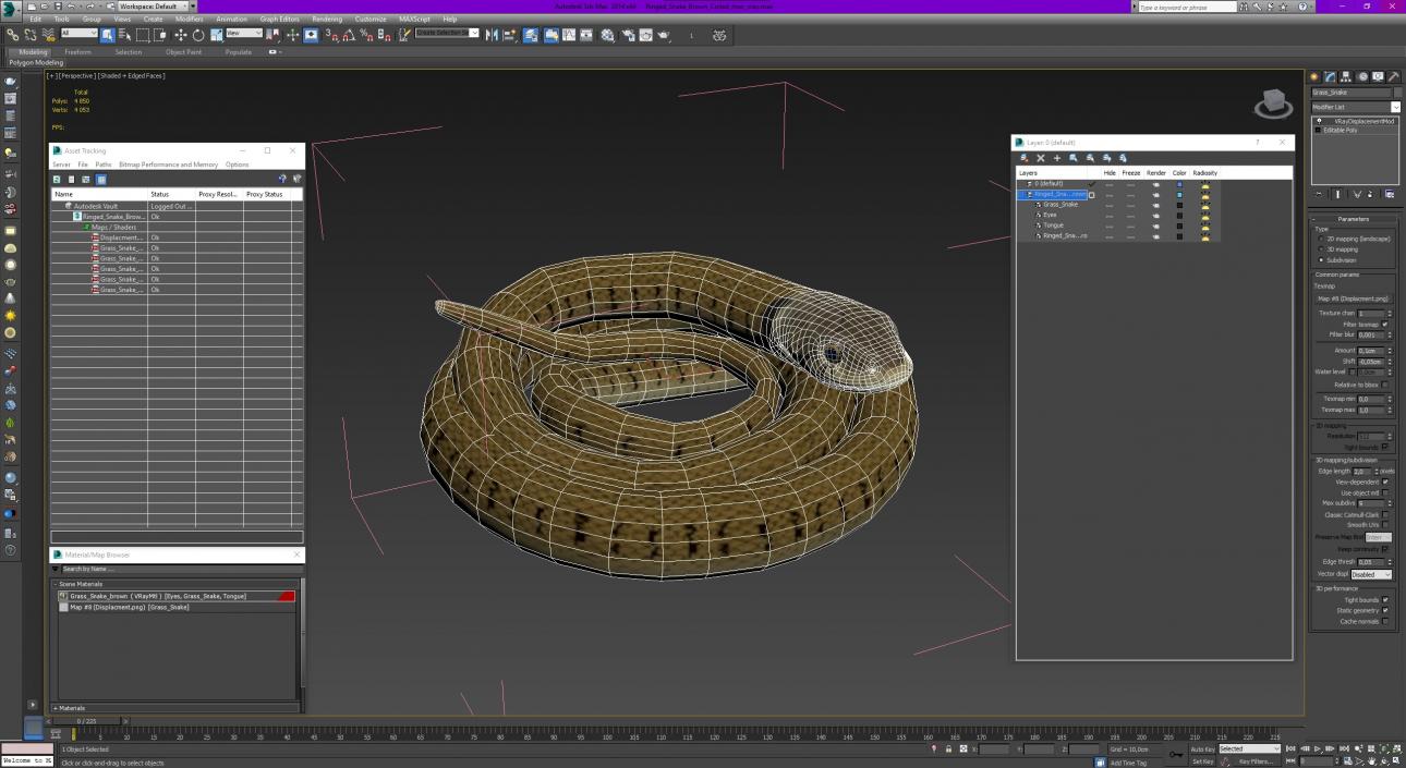 3D model Ringed Snake Brown Coiled for 3D Print 2