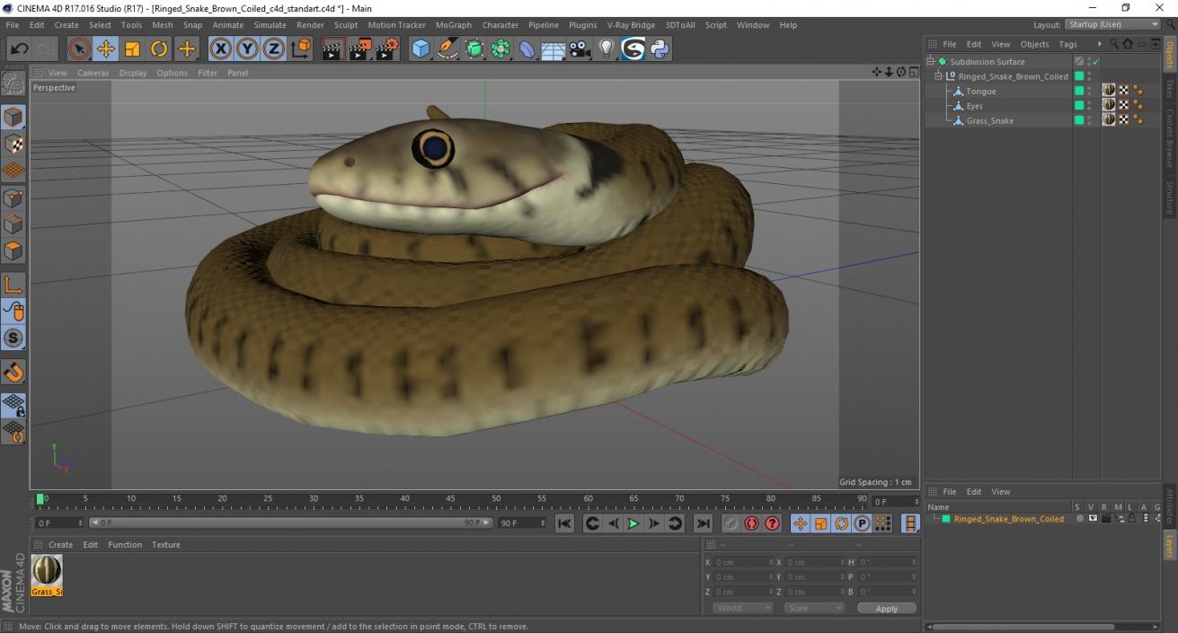 3D model Ringed Snake Brown Coiled for 3D Print 2