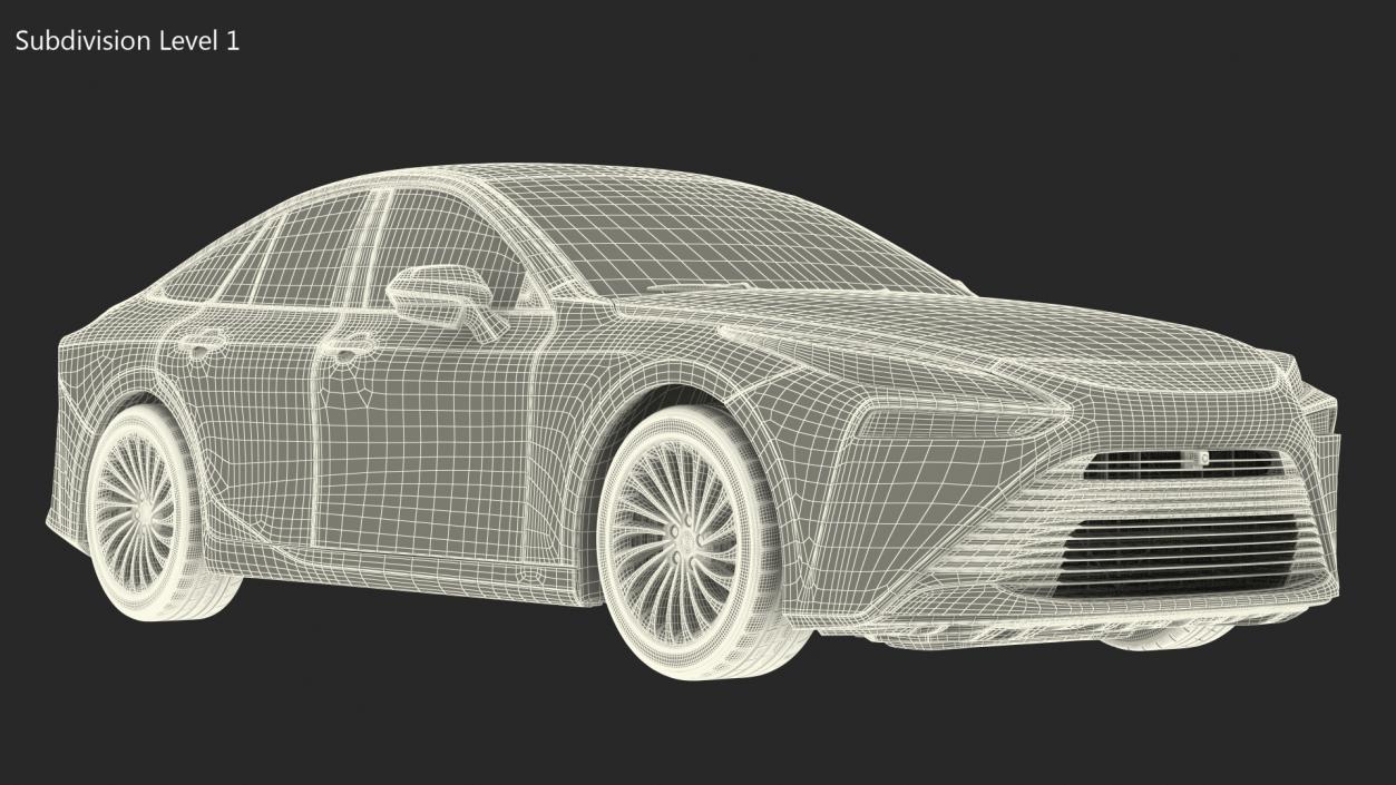 3D Mid Size Sedan Hydrogen Fuel Cell Vehicle