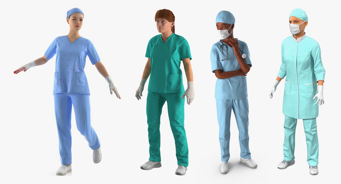 Female Rigged Doctors 3D Models Collection 3 3D model