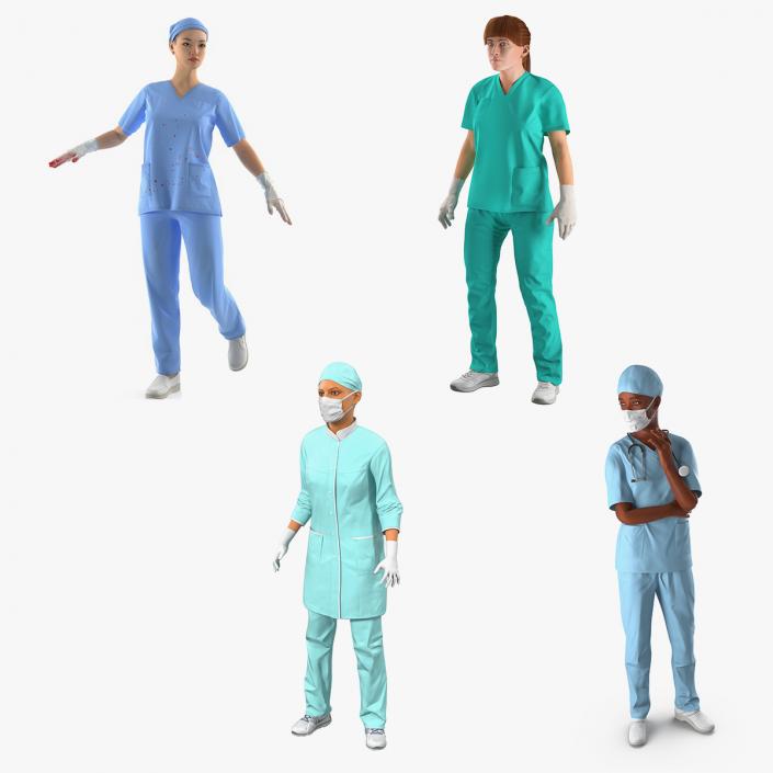 Female Rigged Doctors 3D Models Collection 3 3D model