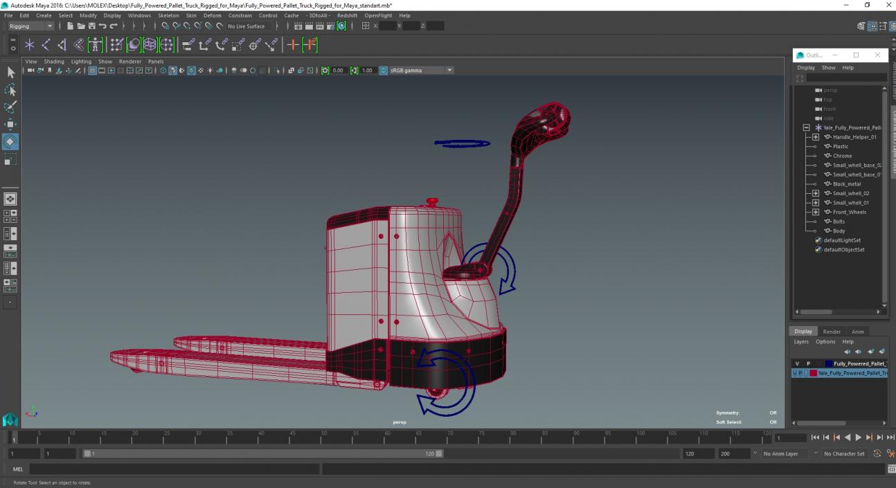 Fully Powered Pallet Truck Rigged for Maya 3D