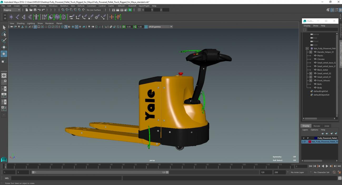 Fully Powered Pallet Truck Rigged for Maya 3D