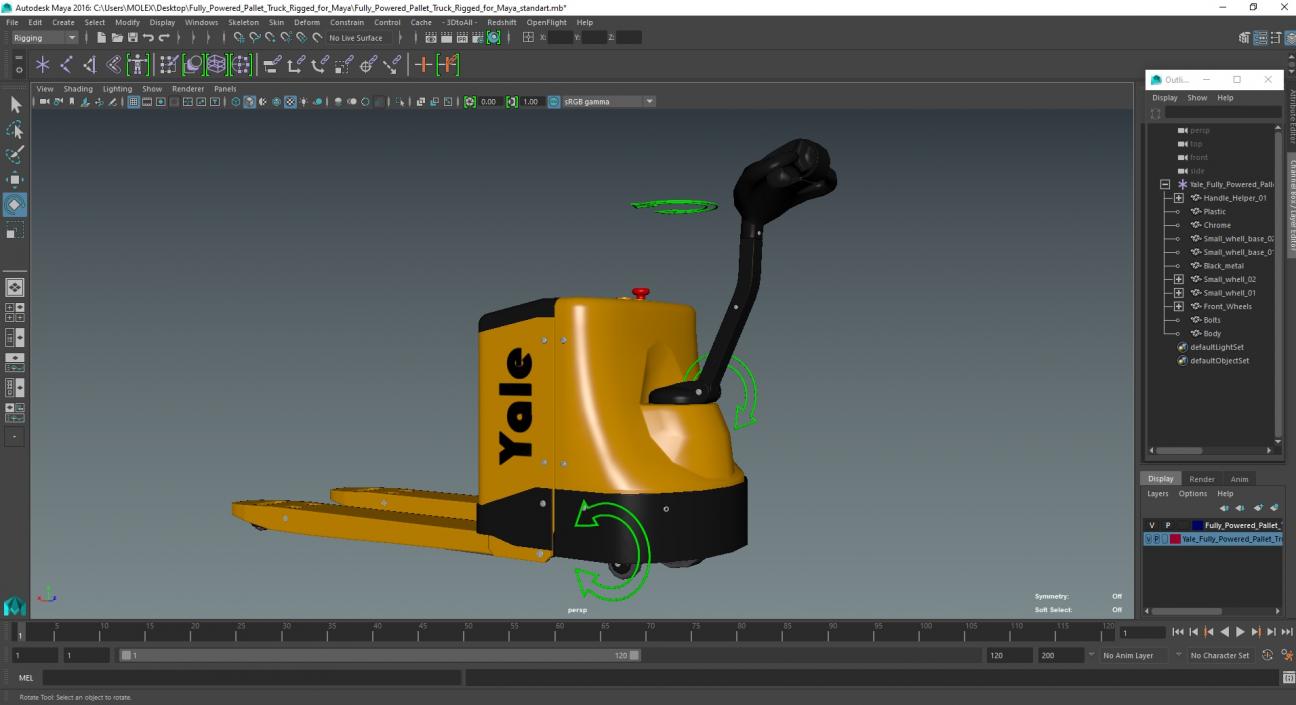 Fully Powered Pallet Truck Rigged for Maya 3D