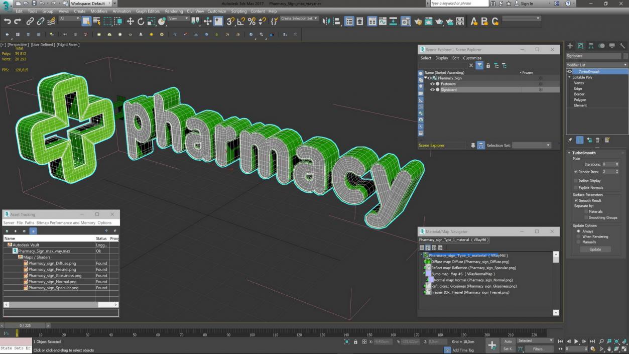 3D Pharmacy Sign model