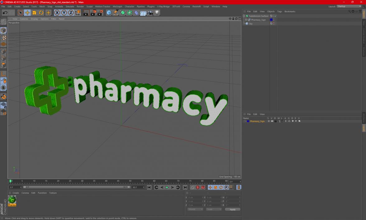 3D Pharmacy Sign model