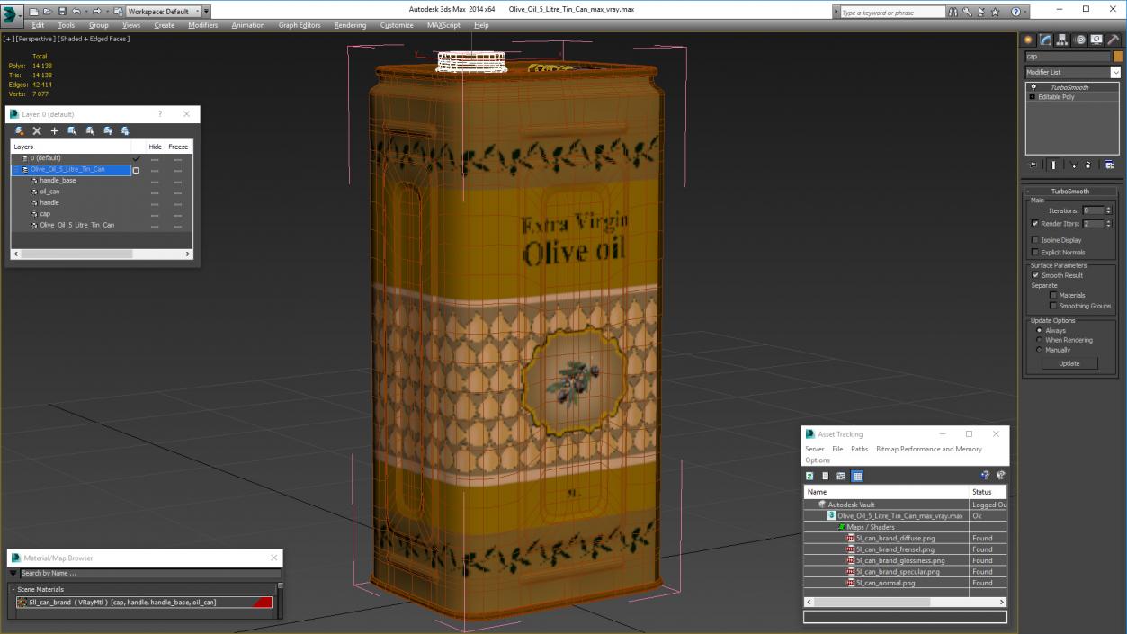 3D model Olive Oil 5 Litre Tin Can