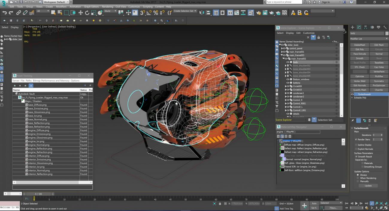 3D model Sci Fi Flying Loader Rigged(1)