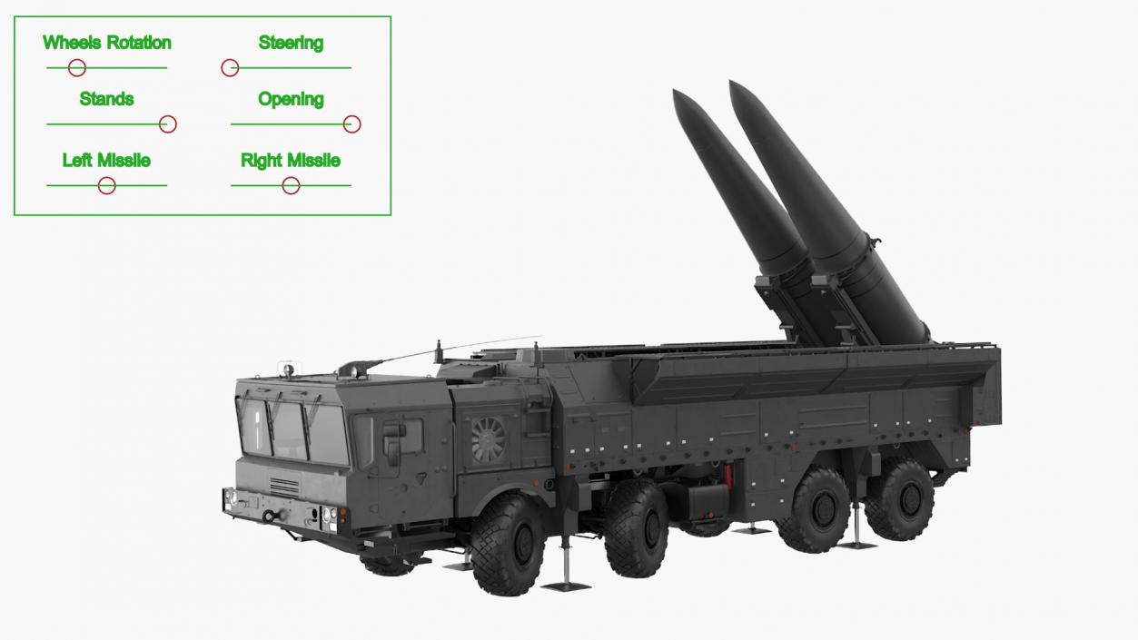 3D Military Missile Tactical Truck Rigged model