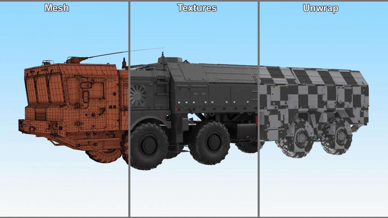 3D Military Missile Tactical Truck Rigged model