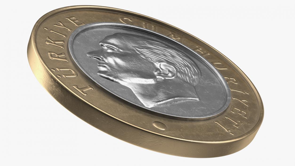 1 Turkish Lira Coin 3D model