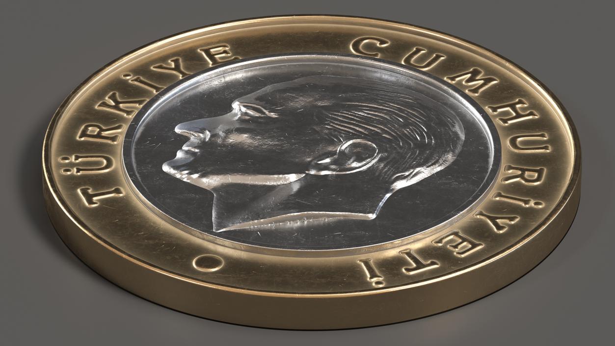 1 Turkish Lira Coin 3D model