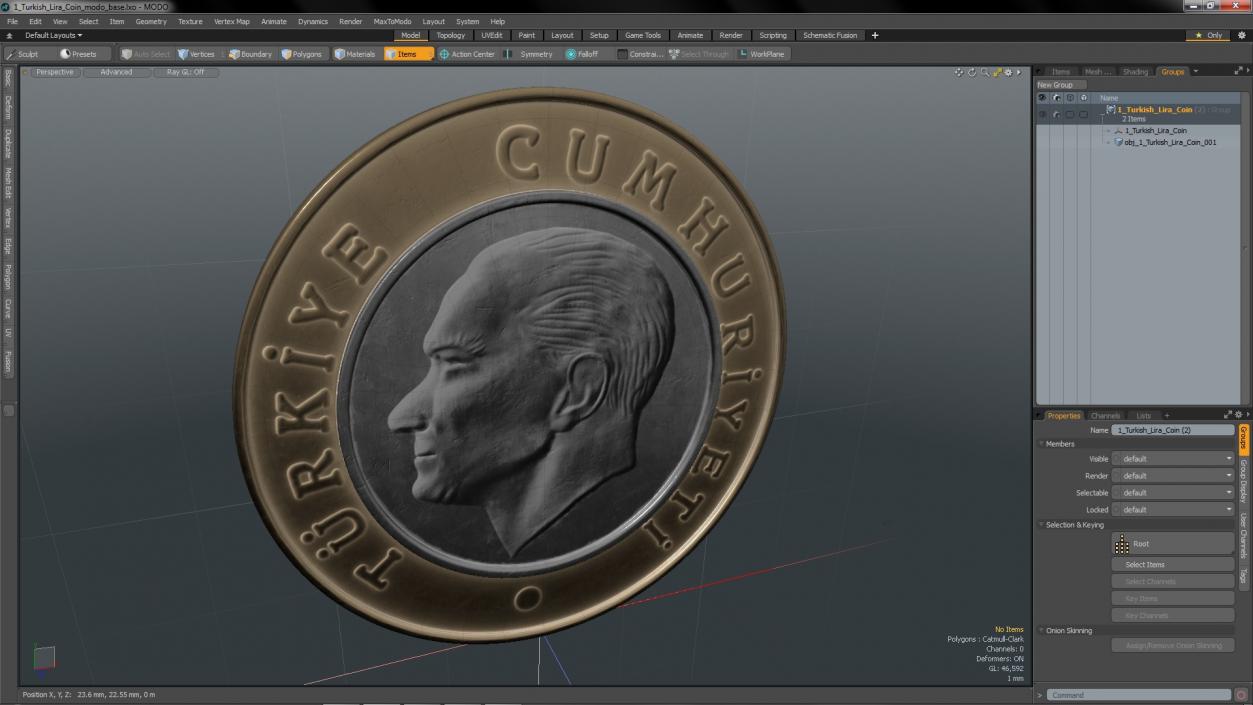 1 Turkish Lira Coin 3D model