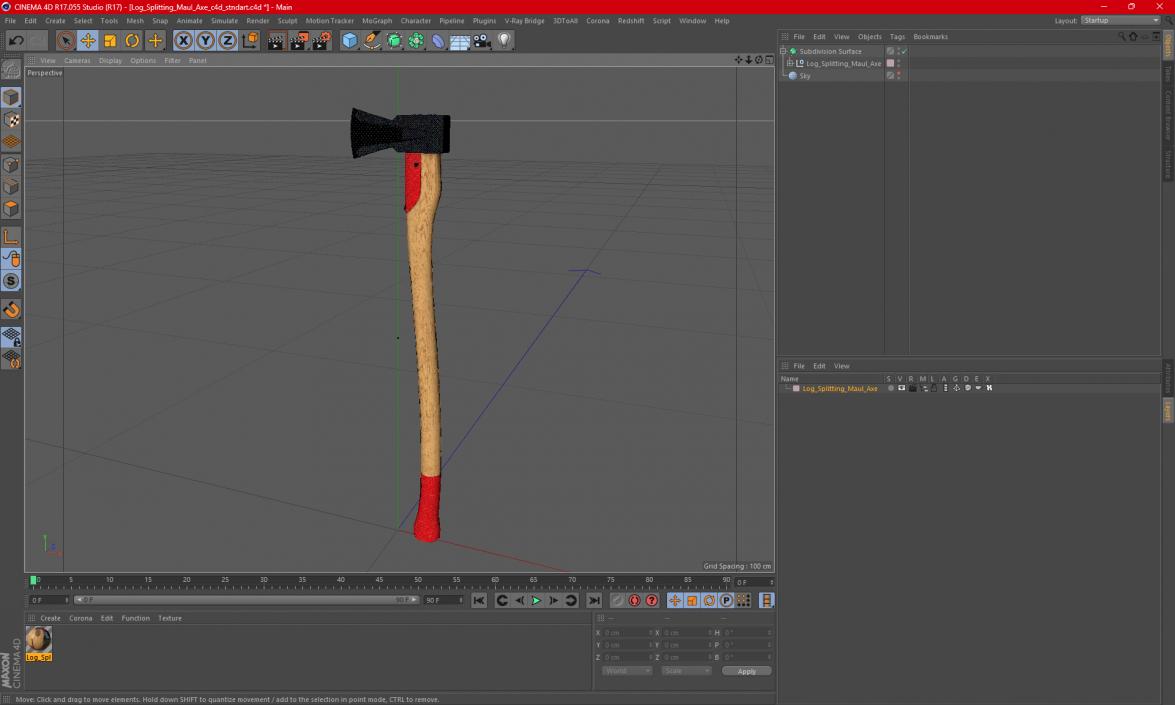 Log Splitting Maul Axe 3D