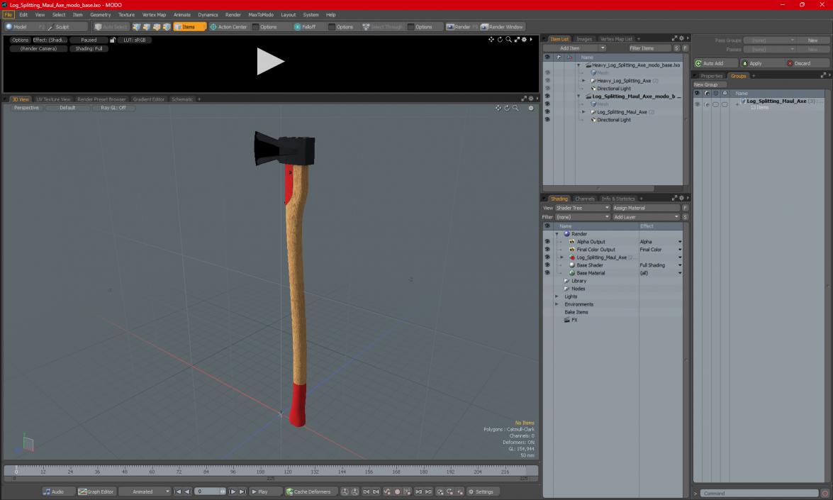 Log Splitting Maul Axe 3D