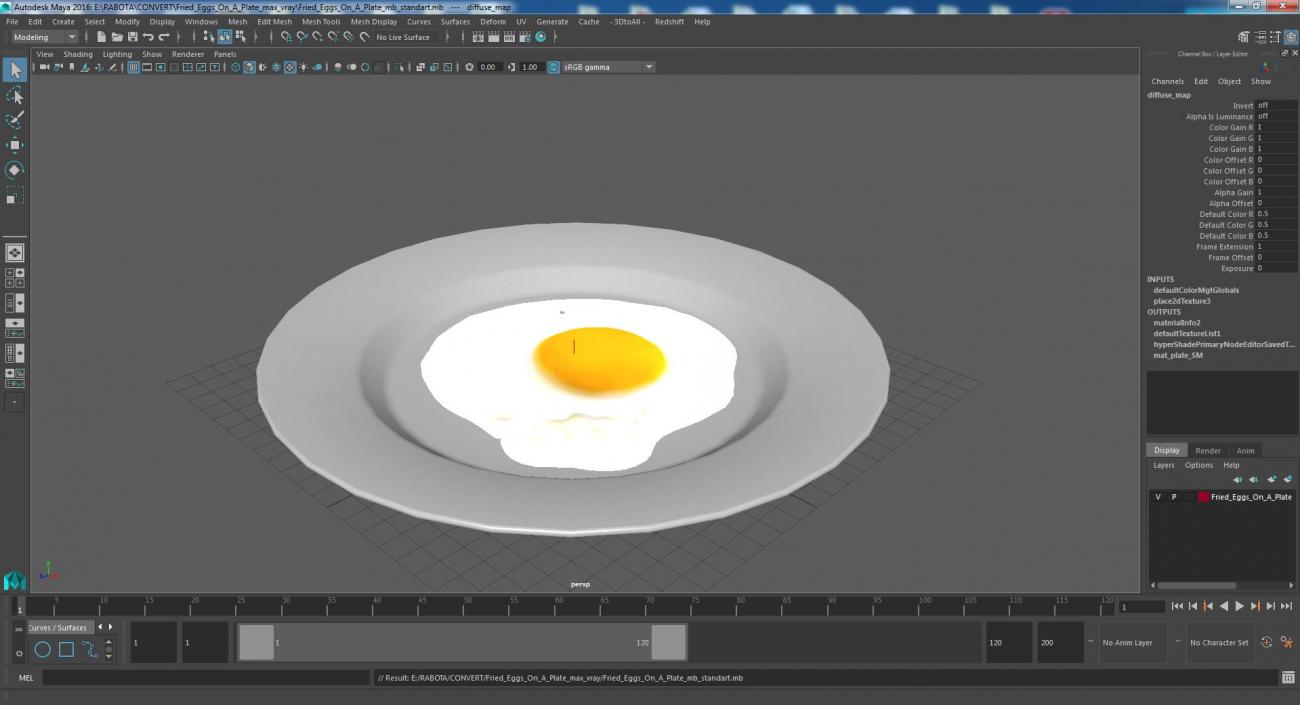 3D Fried Eggs On A Plate