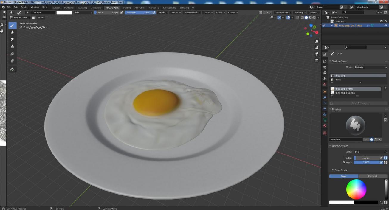 3D Fried Eggs On A Plate