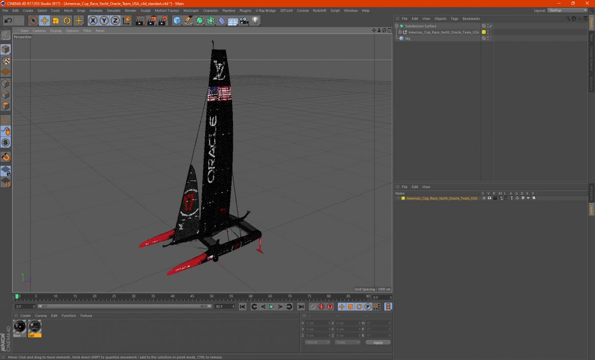 Americas Cup Race Yacht Oracle Team USA 3D model