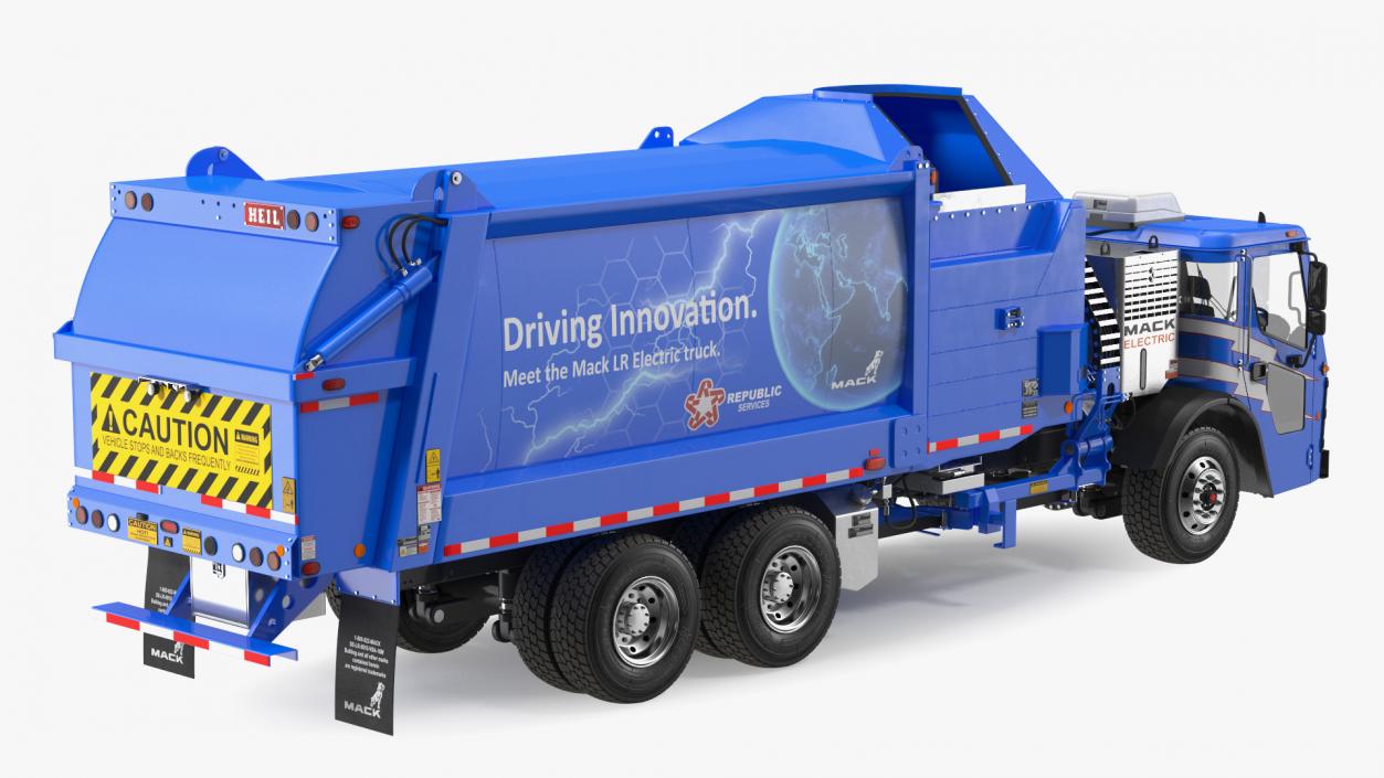 Electric Truck Mack LR Blue Rigged 3D model