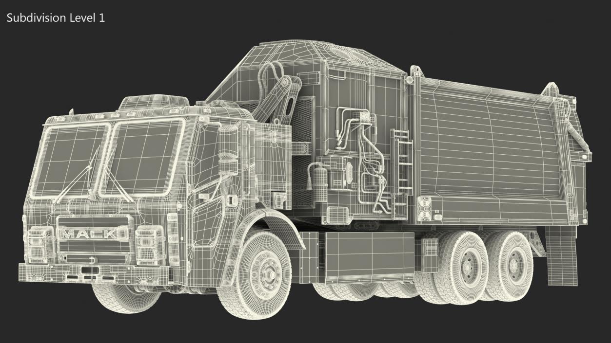 Electric Truck Mack LR Blue Rigged 3D model