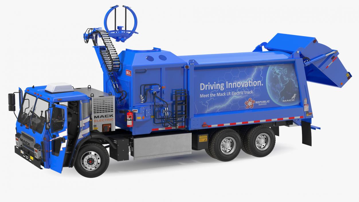 Electric Truck Mack LR Blue Rigged 3D model