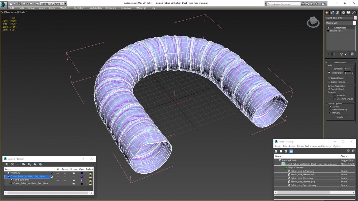 3D model Coated Fabric Ventilation Duct Hose