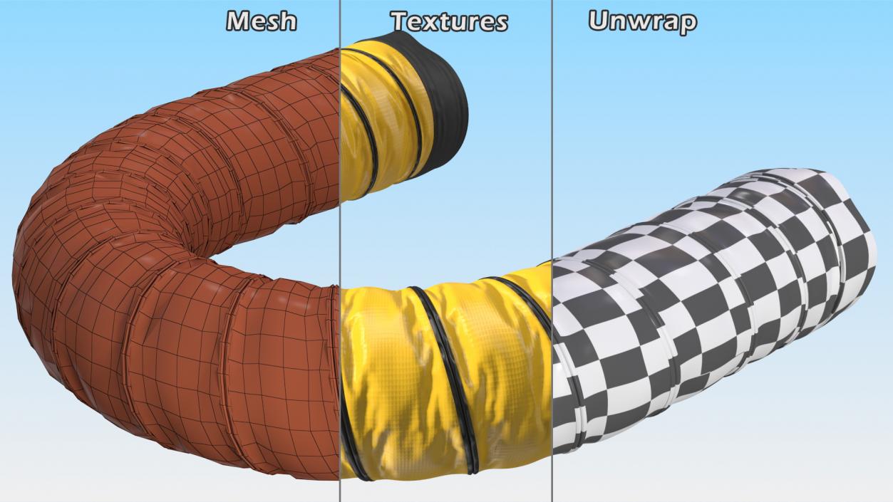 3D model Coated Fabric Ventilation Duct Hose