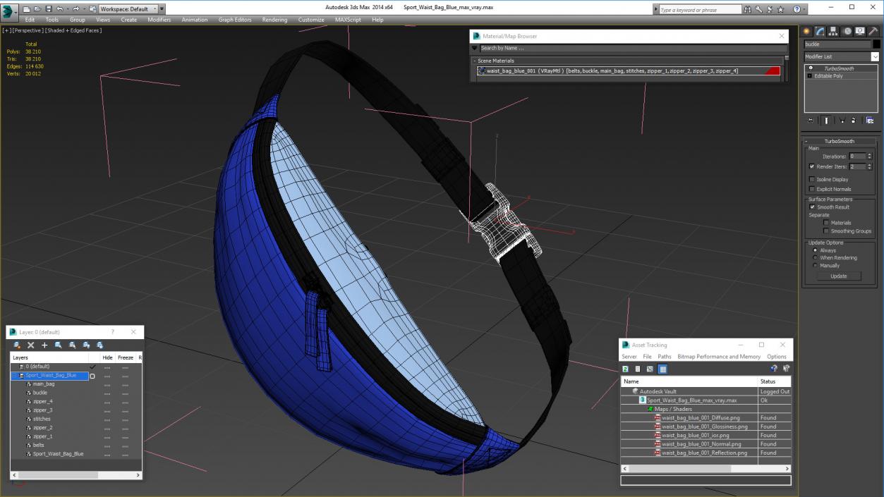 3D model Sport Waist Bag Blue