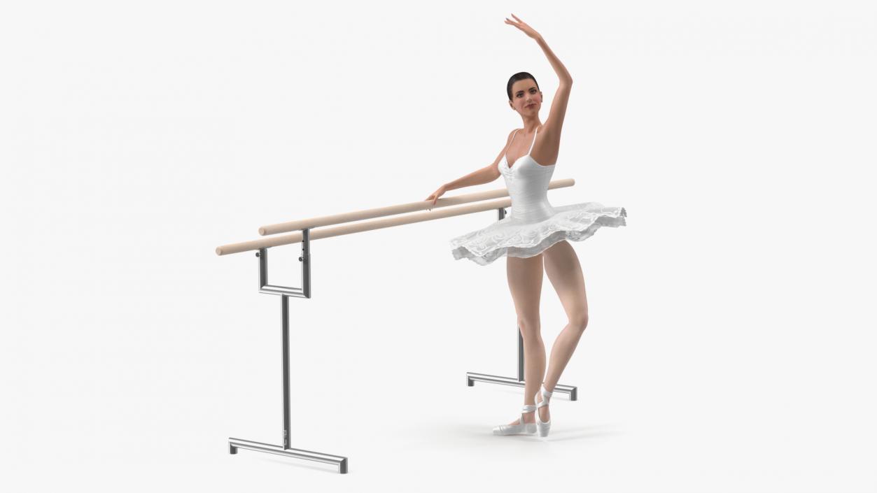 3D Ballerina with Portable Ballet Barre Rigged model