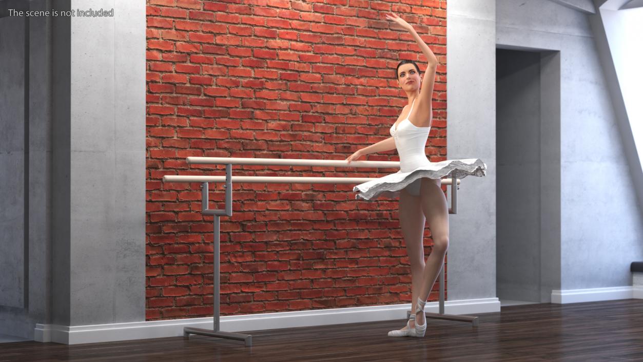 3D Ballerina with Portable Ballet Barre Rigged model