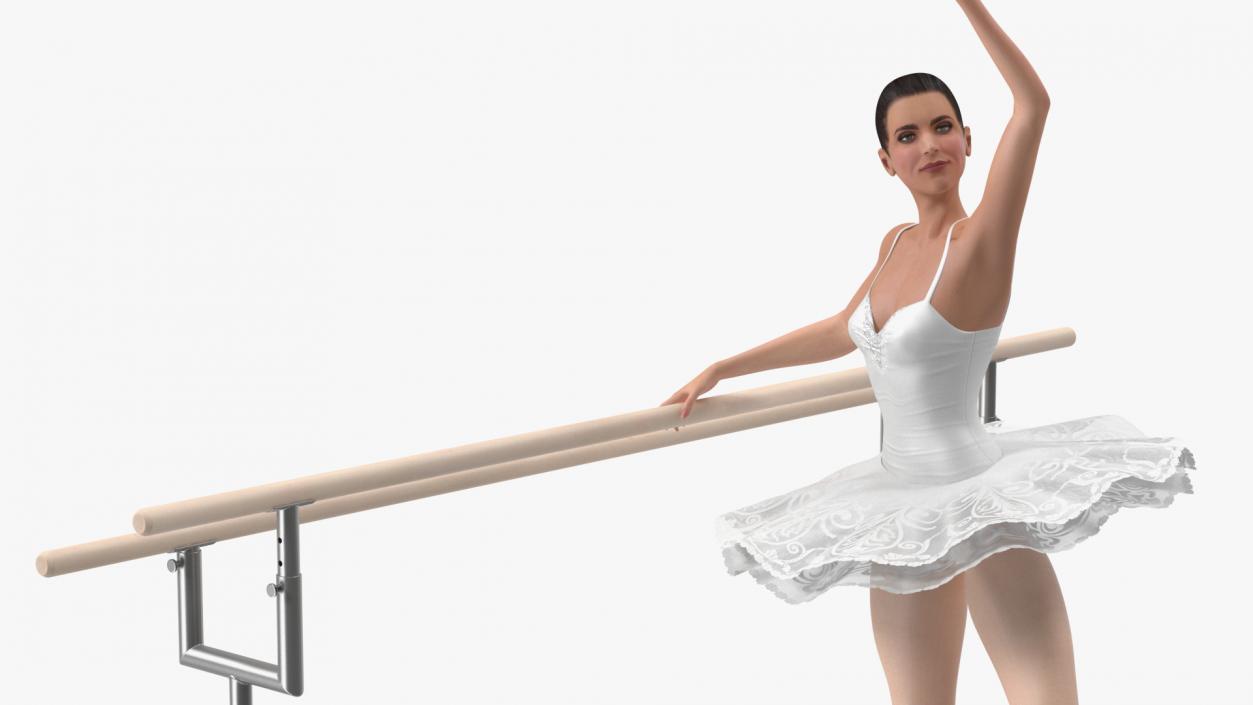 Ballerina with Portable Ballet Barre Rigged for Cinema 4D 3D