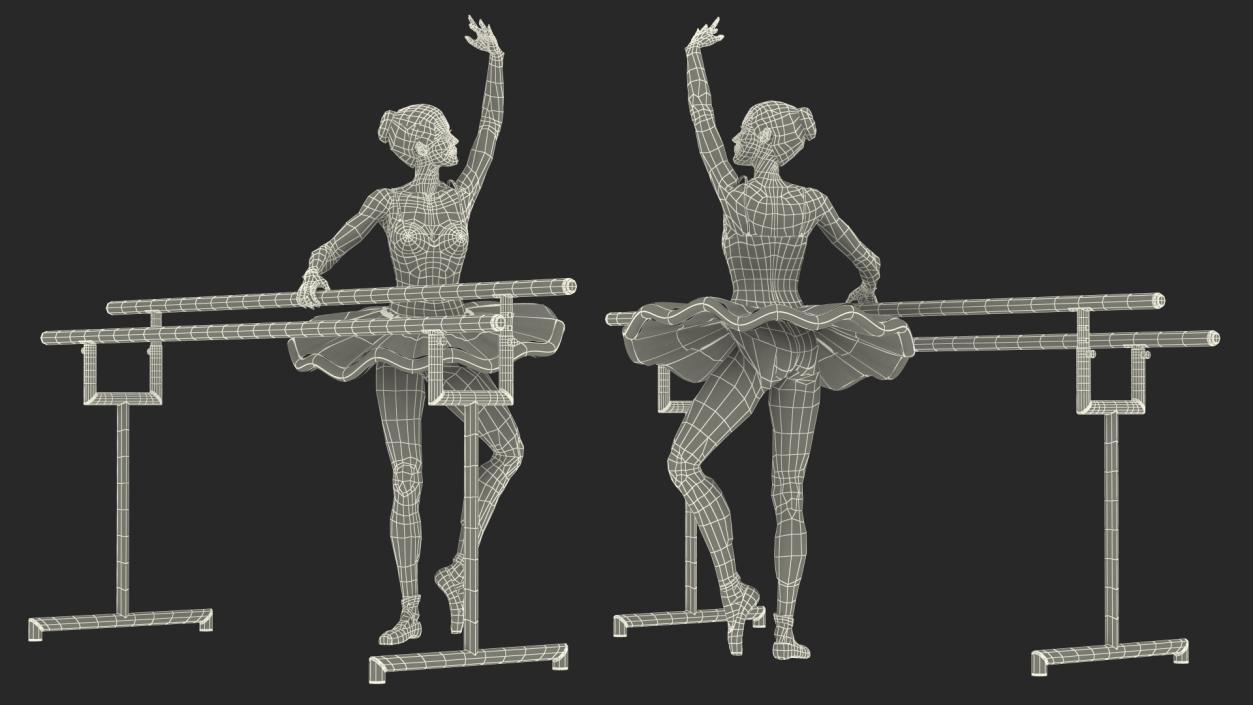 3D Ballerina with Portable Ballet Barre Rigged model