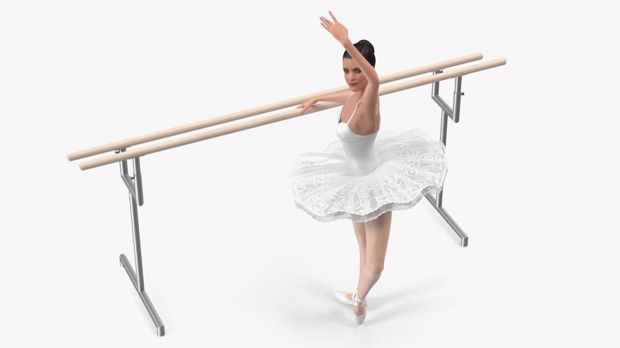 3D Ballerina with Portable Ballet Barre Rigged model