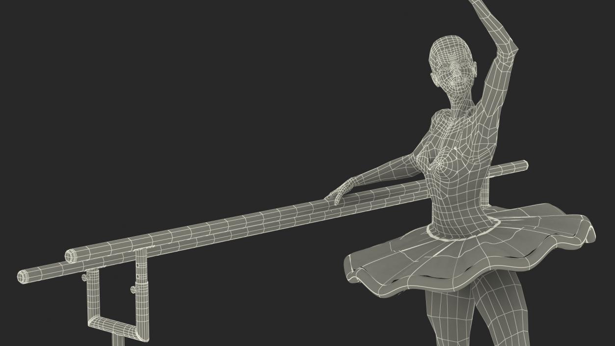 3D Ballerina with Portable Ballet Barre Rigged model