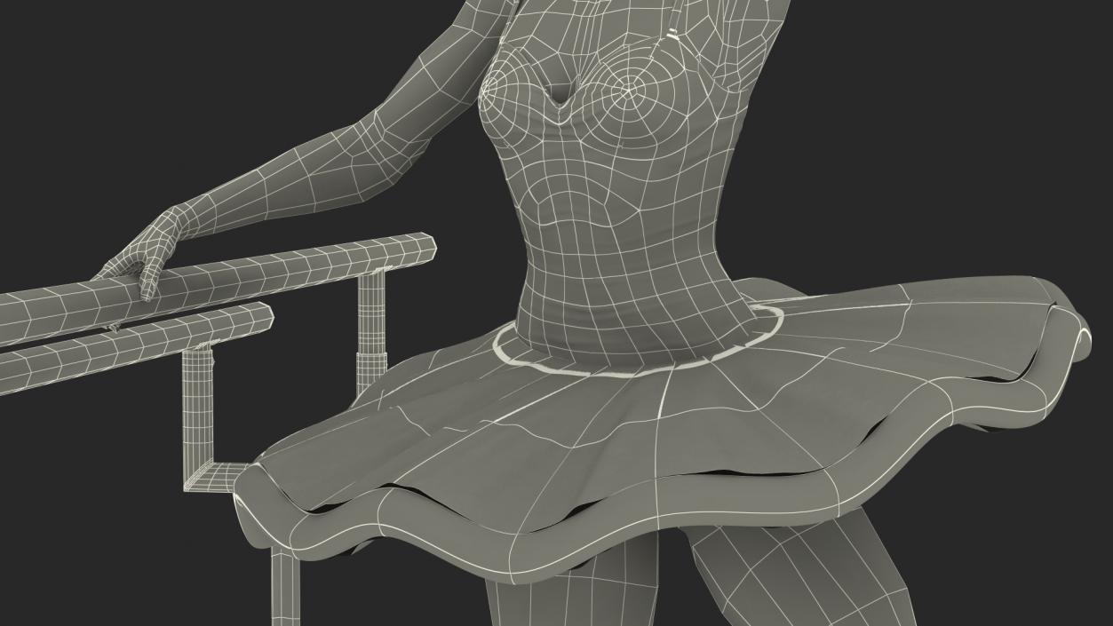 Ballerina with Portable Ballet Barre Rigged for Cinema 4D 3D