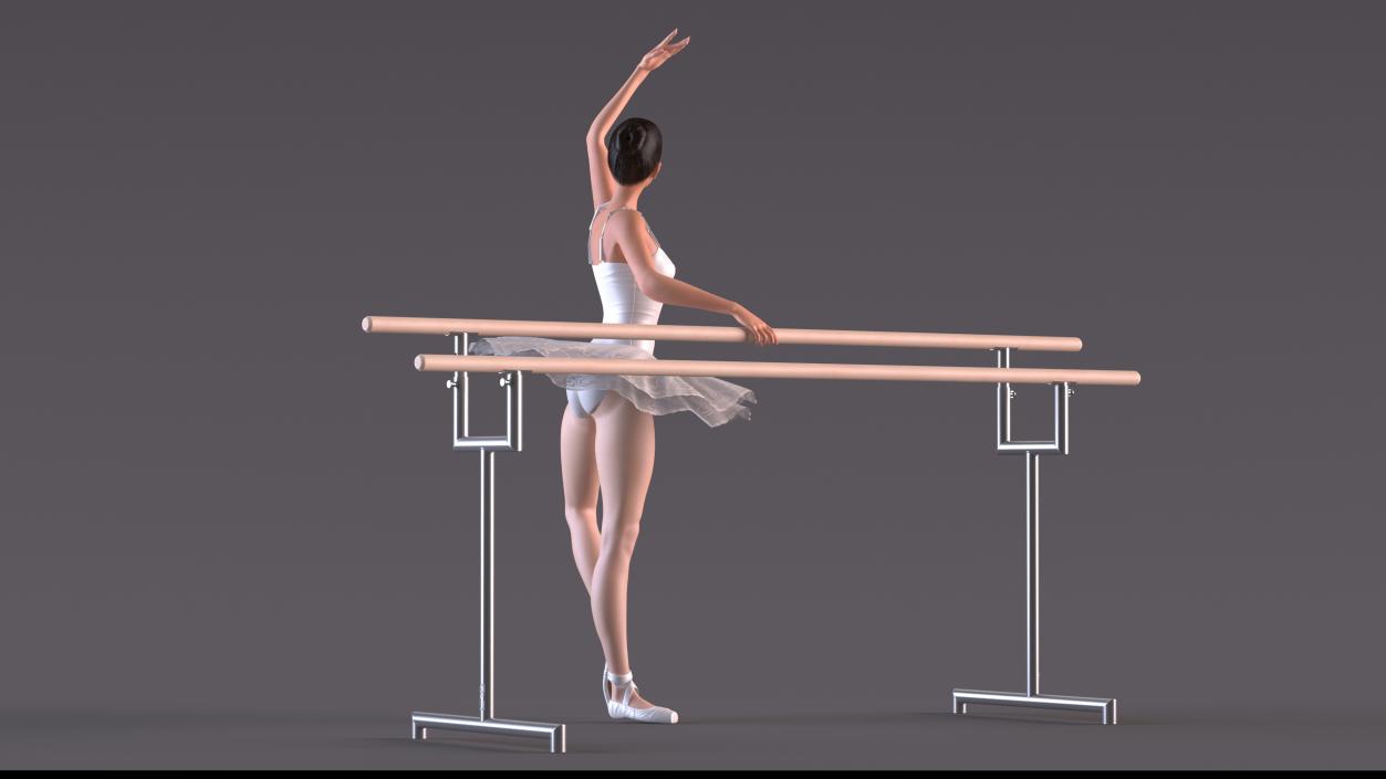 3D Ballerina with Portable Ballet Barre Rigged model