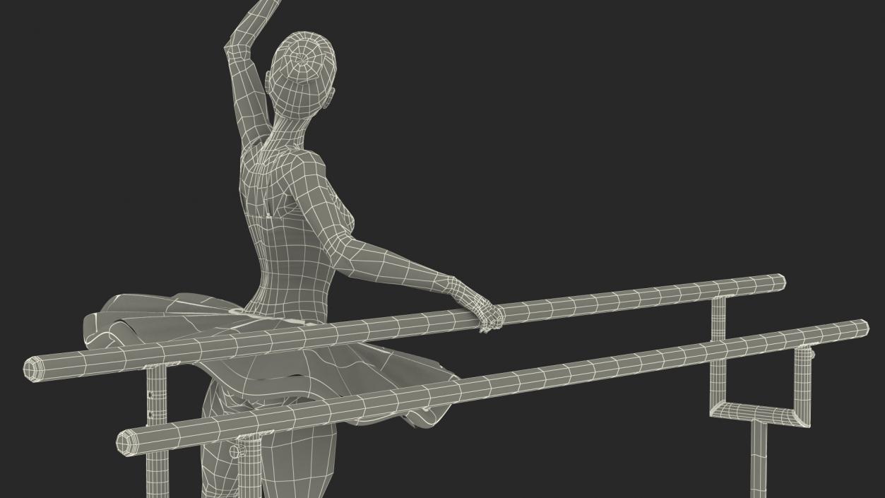 Ballerina with Portable Ballet Barre Rigged for Cinema 4D 3D