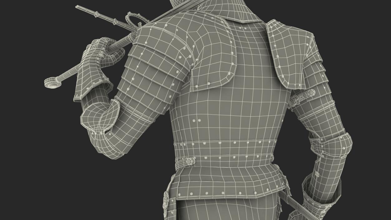 3D model Medieval Knight Plate Armor Walking Pose