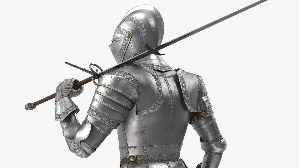 3D model Medieval Knight Plate Armor Walking Pose