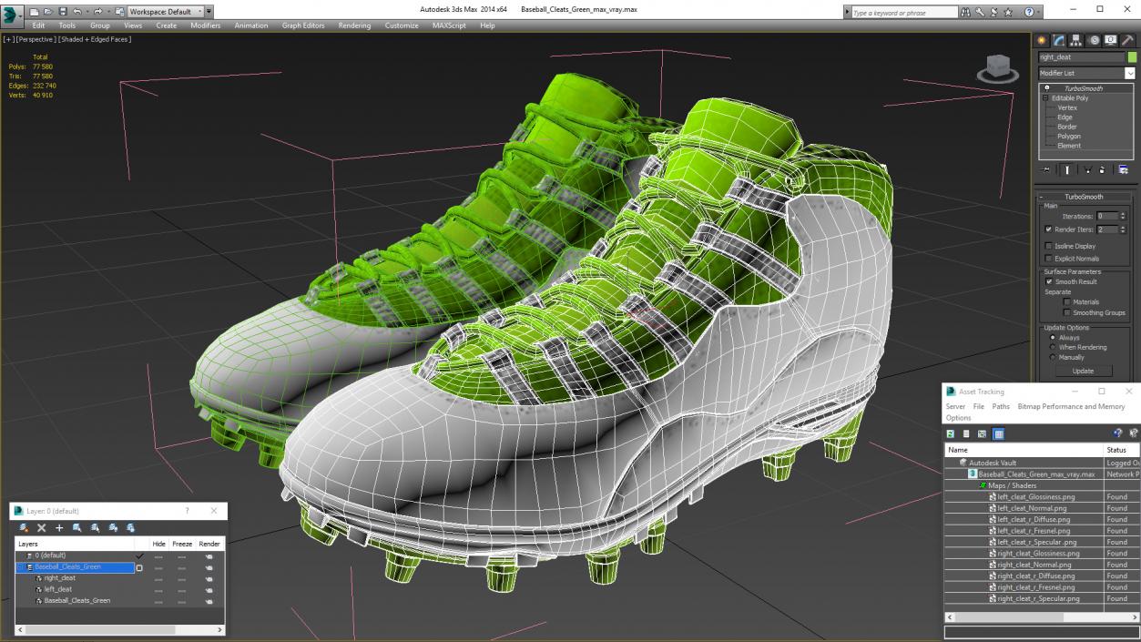 3D Baseball Cleats Green