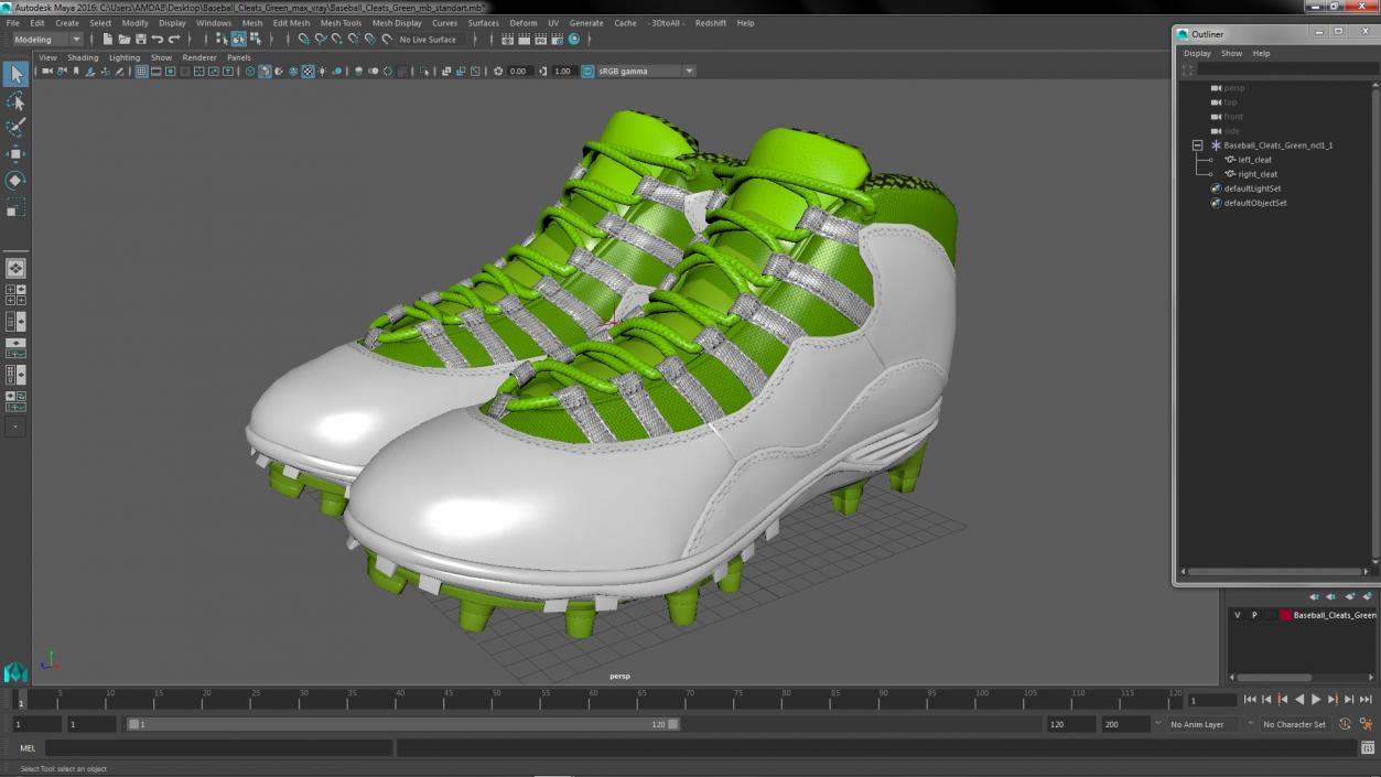 3D Baseball Cleats Green