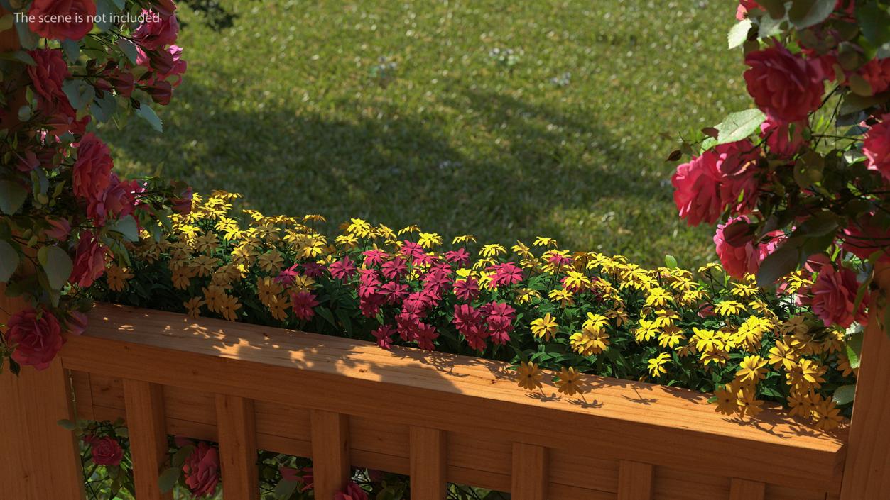 3D model Wooden Flower Planter Box