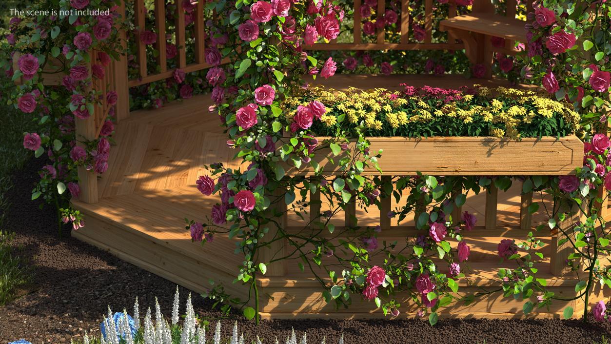 3D model Wooden Flower Planter Box