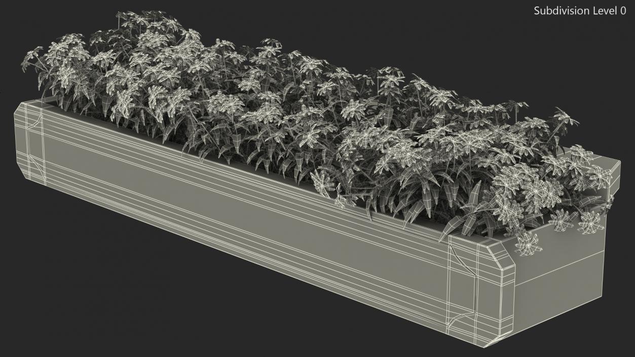 3D model Wooden Flower Planter Box