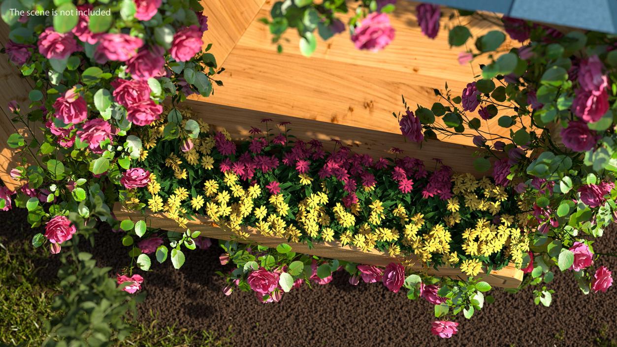 3D model Wooden Flower Planter Box