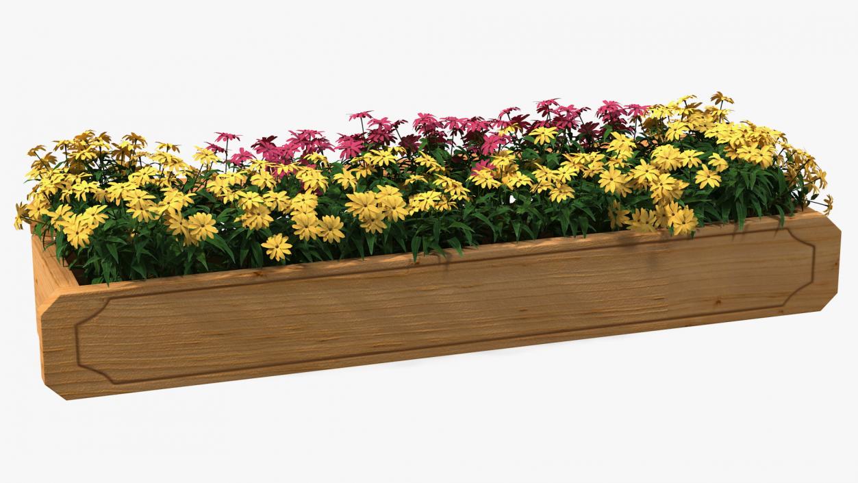 3D model Wooden Flower Planter Box