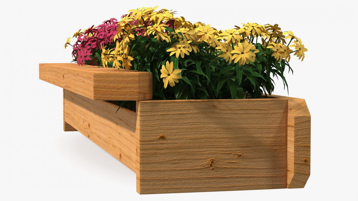 3D model Wooden Flower Planter Box